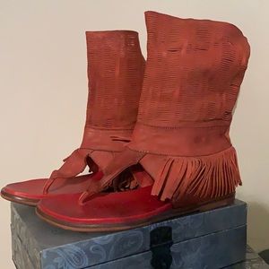 Fringe Leather Gladiator Sandals - NWOT